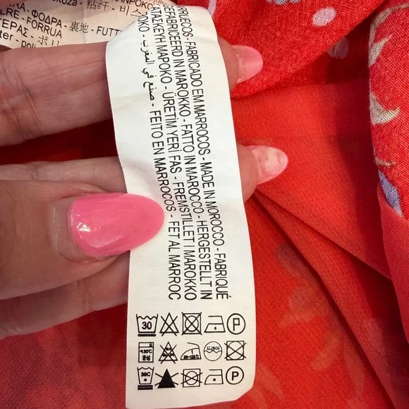 Zara Red Floral Polka Dot Wrap Mini Dress Long Sleeve XS V-Neck Boho Summer EUV - Picture 8 of 9